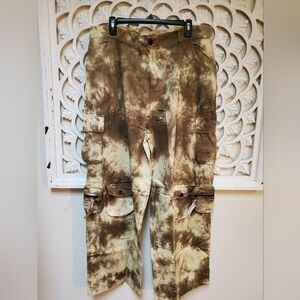 Pretty Little Thing Cargo Pocket Camo Trouser Pants In Khaki Size 16 NWT